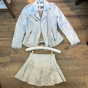 Charlie Leather jacket and mini skirt set